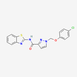 molecular formula C18H13ClN4O2S B4638415 N~3~-(1,3-BENZOTHIAZOL-2-YL)-1-[(4-CHLOROPHENOXY)METHYL]-1H-PYRAZOLE-3-CARBOXAMIDE 