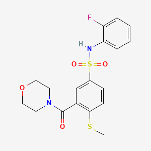 molecular formula C18H19FN2O4S2 B4638541 N-(2-fluorophenyl)-4-(methylthio)-3-(4-morpholinylcarbonyl)benzenesulfonamide 