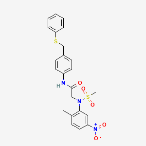 molecular formula C23H23N3O5S2 B4638591 N~2~-(2-methyl-5-nitrophenyl)-N~2~-(methylsulfonyl)-N~1~-{4-[(phenylthio)methyl]phenyl}glycinamide 