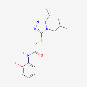 molecular formula C16H21FN4OS B4639107 2-{[5-ethyl-4-(2-methylpropyl)-4H-1,2,4-triazol-3-yl]sulfanyl}-N-(2-fluorophenyl)acetamide 