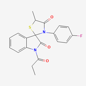 molecular formula C20H17FN2O3S B4640434 3'-(4-FLUOROPHENYL)-5'-METHYL-1-PROPANOYL-1,2-DIHYDROSPIRO[INDOLE-3,2'-[1,3]THIAZOLIDINE]-2,4'-DIONE 
