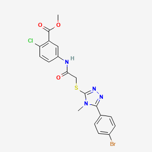 molecular formula C19H16BrClN4O3S B4640437 methyl 5-[({[5-(4-bromophenyl)-4-methyl-4H-1,2,4-triazol-3-yl]sulfanyl}acetyl)amino]-2-chlorobenzoate 