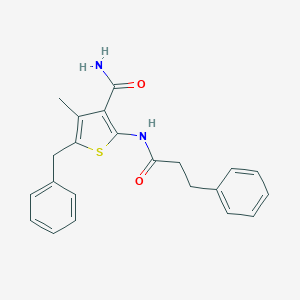 5-Benzyl-4-methyl-2-(3-phenylpropanamido)thiophene-3-carboxamide