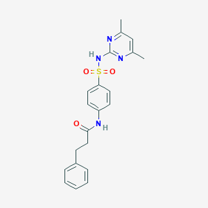 molecular formula C21H22N4O3S B464049 N-(4-{[(4,6-dimethyl-2-pyrimidinyl)amino]sulfonyl}phenyl)-3-phenylpropanamide 