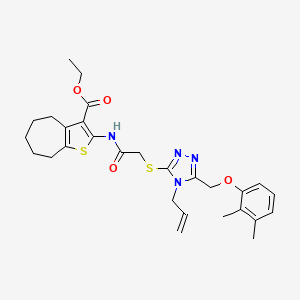 molecular formula C28H34N4O4S2 B4640578 ethyl 2-{[({4-allyl-5-[(2,3-dimethylphenoxy)methyl]-4H-1,2,4-triazol-3-yl}thio)acetyl]amino}-5,6,7,8-tetrahydro-4H-cyclohepta[b]thiophene-3-carboxylate 