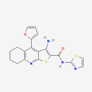 molecular formula C19H16N4O2S2 B4640583 3-amino-4-(2-furyl)-N-1,3-thiazol-2-yl-5,6,7,8-tetrahydrothieno[2,3-b]quinoline-2-carboxamide 