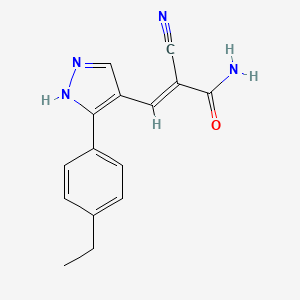 molecular formula C15H14N4O B4640603 2-cyano-3-[3-(4-ethylphenyl)-1H-pyrazol-4-yl]acrylamide 