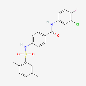 molecular formula C21H18ClFN2O3S B4640634 N-(3-chloro-4-fluorophenyl)-4-[(2,5-dimethylphenyl)sulfonylamino]benzamide 