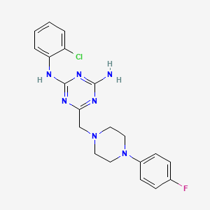 molecular formula C20H21ClFN7 B4640700 N-(2-chlorophenyl)-6-{[4-(4-fluorophenyl)piperazin-1-yl]methyl}-1,3,5-triazine-2,4-diamine 