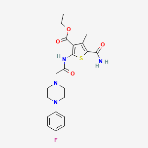 molecular formula C21H25FN4O4S B4640917 ETHYL 5-CARBAMOYL-2-{2-[4-(4-FLUOROPHENYL)PIPERAZIN-1-YL]ACETAMIDO}-4-METHYLTHIOPHENE-3-CARBOXYLATE 