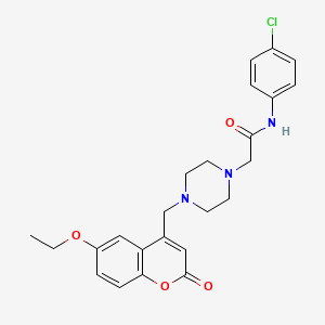 molecular formula C24H26ClN3O4 B4640962 N-(4-chlorophenyl)-2-{4-[(6-ethoxy-2-oxo-2H-chromen-4-yl)methyl]piperazin-1-yl}acetamide 
