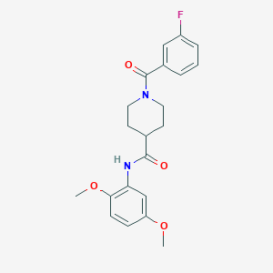 molecular formula C21H23FN2O4 B4641126 N-(2,5-dimethoxyphenyl)-1-(3-fluorobenzoyl)piperidine-4-carboxamide 