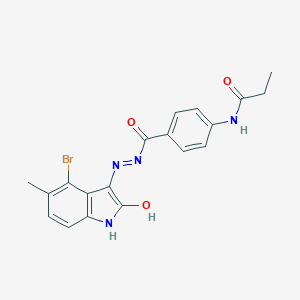 molecular formula C19H17BrN4O3 B464132 N-(4-{[2-(4-bromo-5-methyl-2-oxo-1,2-dihydro-3H-indol-3-ylidene)hydrazino]carbonyl}phenyl)propanamide 