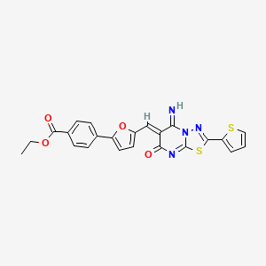 molecular formula C23H16N4O4S2 B4641429 ethyl 4-[5-[(Z)-(5-imino-7-oxo-2-thiophen-2-yl-[1,3,4]thiadiazolo[3,2-a]pyrimidin-6-ylidene)methyl]furan-2-yl]benzoate 