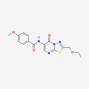 molecular formula C16H16N4O4S B4642053 N-[2-(ethoxymethyl)-5-oxo-5H-[1,3,4]thiadiazolo[3,2-a]pyrimidin-6-yl]-4-methoxybenzamide 