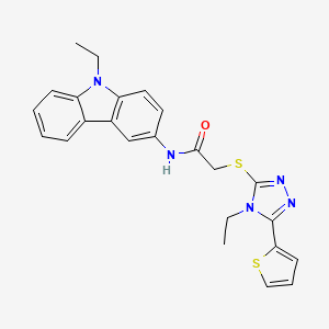 molecular formula C24H23N5OS2 B4642195 N-(9-ethylcarbazol-3-yl)-2-[(4-ethyl-5-thiophen-2-yl-1,2,4-triazol-3-yl)sulfanyl]acetamide 