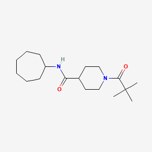 molecular formula C18H32N2O2 B4642251 N-cycloheptyl-1-(2,2-dimethylpropanoyl)piperidine-4-carboxamide 