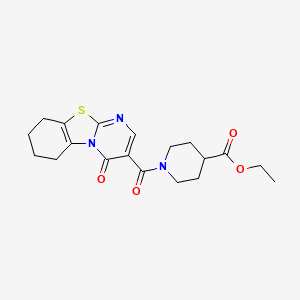 molecular formula C19H23N3O4S B4642393 ethyl 1-[(4-oxo-6,7,8,9-tetrahydro-4H-pyrimido[2,1-b][1,3]benzothiazol-3-yl)carbonyl]piperidine-4-carboxylate 