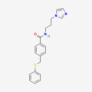 molecular formula C20H21N3OS B4642631 N-[3-(1H-imidazol-1-yl)propyl]-4-[(phenylsulfanyl)methyl]benzamide 