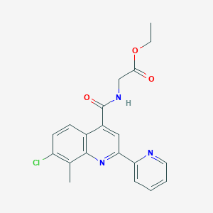 molecular formula C20H18ClN3O3 B4642820 ETHYL 2-({[7-CHLORO-8-METHYL-2-(2-PYRIDYL)-4-QUINOLYL]CARBONYL}AMINO)ACETATE 