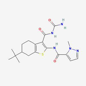 molecular formula C19H25N5O3S B4642828 N-[6-tert-butyl-3-(carbamoylcarbamoyl)-4,5,6,7-tetrahydro-1-benzothiophen-2-yl]-1-methyl-1H-pyrazole-5-carboxamide 