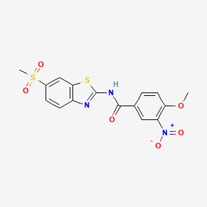 molecular formula C16H13N3O6S2 B4642927 N-(6-METHANESULFONYL-1,3-BENZOTHIAZOL-2-YL)-4-METHOXY-3-NITROBENZAMIDE 
