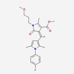 molecular formula C24H27FN2O4 B4643325 methyl (4Z)-4-{[1-(4-fluorophenyl)-2,5-dimethyl-1H-pyrrol-3-yl]methylidene}-1-(3-methoxypropyl)-2-methyl-5-oxo-4,5-dihydro-1H-pyrrole-3-carboxylate 