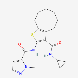 molecular formula C19H24N4O2S B4643338 N-[3-(CYCLOPROPYLCARBAMOYL)-4H5H6H7H8H9H-CYCLOOCTA[B]THIOPHEN-2-YL]-1-METHYL-1H-PYRAZOLE-5-CARBOXAMIDE 