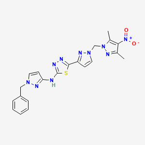 molecular formula C21H20N10O2S B4643691 N-(1-BENZYL-1H-PYRAZOL-3-YL)-N-(5-{1-[(3,5-DIMETHYL-4-NITRO-1H-PYRAZOL-1-YL)METHYL]-1H-PYRAZOL-3-YL}-1,3,4-THIADIAZOL-2-YL)AMINE 