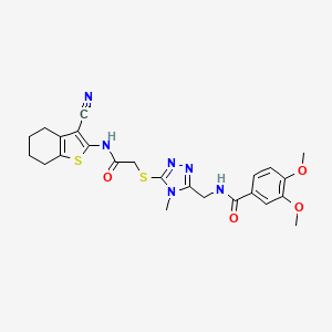 molecular formula C24H26N6O4S2 B4643712 N-{[5-({2-[(3-cyano-4,5,6,7-tetrahydro-1-benzothiophen-2-yl)amino]-2-oxoethyl}sulfanyl)-4-methyl-4H-1,2,4-triazol-3-yl]methyl}-3,4-dimethoxybenzamide 