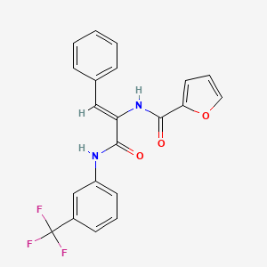 molecular formula C21H15F3N2O3 B4643777 N-[(Z)-3-oxo-1-phenyl-3-[3-(trifluoromethyl)anilino]prop-1-en-2-yl]furan-2-carboxamide 