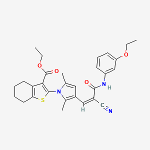 molecular formula C29H31N3O4S B4643830 ethyl 2-(3-{(1Z)-2-cyano-3-[(3-ethoxyphenyl)amino]-3-oxoprop-1-en-1-yl}-2,5-dimethyl-1H-pyrrol-1-yl)-4,5,6,7-tetrahydro-1-benzothiophene-3-carboxylate 
