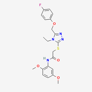 molecular formula C21H23FN4O4S B4644250 N-(2,5-dimethoxyphenyl)-2-({4-ethyl-5-[(4-fluorophenoxy)methyl]-4H-1,2,4-triazol-3-yl}sulfanyl)acetamide 