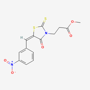 molecular formula C14H12N2O5S2 B4644252 methyl 3-[(5E)-5-[(3-nitrophenyl)methylidene]-4-oxo-2-sulfanylidene-1,3-thiazolidin-3-yl]propanoate 