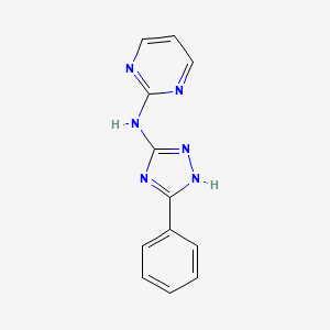 molecular formula C12H10N6 B4644357 N-(5-phenyl-1H-1,2,4-triazol-3-yl)pyrimidin-2-amine 