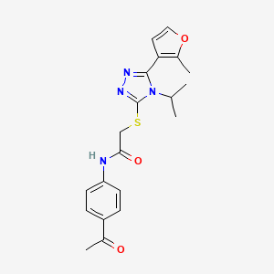 molecular formula C20H22N4O3S B4644897 N-(4-ACETYLPHENYL)-2-{[4-ISOPROPYL-5-(2-METHYL-3-FURYL)-4H-1,2,4-TRIAZOL-3-YL]SULFANYL}ACETAMIDE 