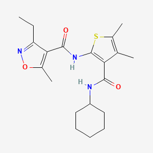 molecular formula C20H27N3O3S B4645317 N-[3-(CYCLOHEXYLCARBAMOYL)-4,5-DIMETHYL-2-THIENYL]-3-ETHYL-5-METHYL-4-ISOXAZOLECARBOXAMIDE 