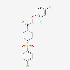 molecular formula C18H17Cl3N2O4S B4645401 1-{4-[(4-CHLOROPHENYL)SULFONYL]PIPERAZINO}-2-(2,4-DICHLOROPHENOXY)-1-ETHANONE 