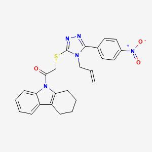 molecular formula C25H23N5O3S B4645475 2-{[5-(4-nitrophenyl)-4-(prop-2-en-1-yl)-4H-1,2,4-triazol-3-yl]sulfanyl}-1-(1,2,3,4-tetrahydro-9H-carbazol-9-yl)ethanone 
