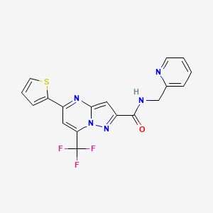 molecular formula C18H12F3N5OS B4645596 N-(2-PYRIDYLMETHYL)-5-(2-THIENYL)-7-(TRIFLUOROMETHYL)PYRAZOLO[1,5-A]PYRIMIDINE-2-CARBOXAMIDE 