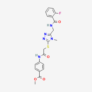 molecular formula C21H20FN5O4S B4645637 methyl 4-[({[5-({[(2-fluorophenyl)carbonyl]amino}methyl)-4-methyl-4H-1,2,4-triazol-3-yl]sulfanyl}acetyl)amino]benzoate 