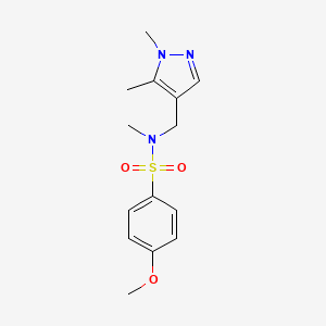 molecular formula C14H19N3O3S B4645809 N-[(1,5-DIMETHYL-1H-PYRAZOL-4-YL)METHYL]-4-METHOXY-N-METHYL-1-BENZENESULFONAMIDE 
