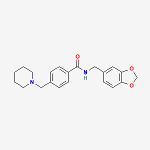 molecular formula C21H24N2O3 B4646031 N-[(2H-1,3-benzodioxol-5-yl)methyl]-4-[(piperidin-1-yl)methyl]benzamide 