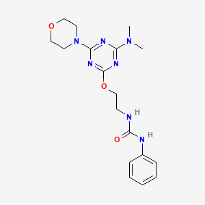 molecular formula C18H25N7O3 B4646115 3-(2-{[4-(DIMETHYLAMINO)-6-(MORPHOLIN-4-YL)-1,3,5-TRIAZIN-2-YL]OXY}ETHYL)-1-PHENYLUREA 