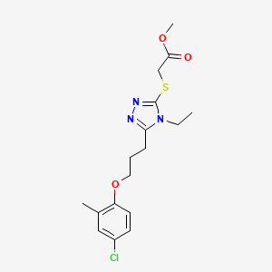 molecular formula C17H22ClN3O3S B4646222 METHYL 2-({5-[3-(4-CHLORO-2-METHYLPHENOXY)PROPYL]-4-ETHYL-4H-1,2,4-TRIAZOL-3-YL}SULFANYL)ACETATE 