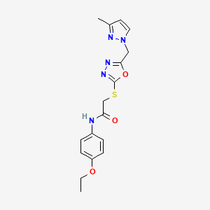molecular formula C17H19N5O3S B4646390 N~1~-(4-ETHOXYPHENYL)-2-({5-[(3-METHYL-1H-PYRAZOL-1-YL)METHYL]-1,3,4-OXADIAZOL-2-YL}SULFANYL)ACETAMIDE 