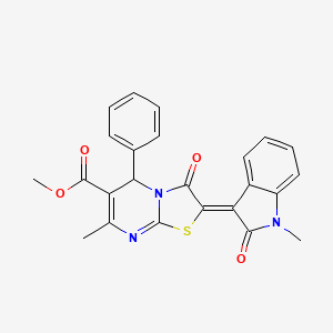 molecular formula C24H19N3O4S B4646495 methyl (2Z)-7-methyl-2-(1-methyl-2-oxo-1,2-dihydro-3H-indol-3-ylidene)-3-oxo-5-phenyl-2,3-dihydro-5H-[1,3]thiazolo[3,2-a]pyrimidine-6-carboxylate 