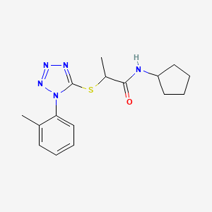 molecular formula C16H21N5OS B4646591 N-cyclopentyl-2-{[1-(2-methylphenyl)-1H-tetrazol-5-yl]sulfanyl}propanamide 