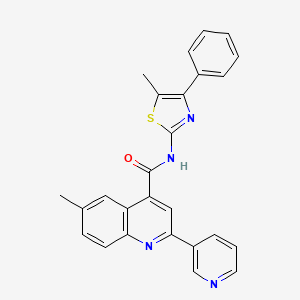 molecular formula C26H20N4OS B4646607 6-methyl-N-(5-methyl-4-phenyl-1,3-thiazol-2-yl)-2-(pyridin-3-yl)quinoline-4-carboxamide 