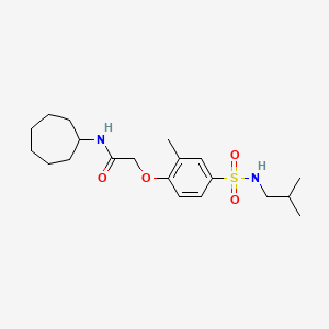 molecular formula C20H32N2O4S B4646627 N-cycloheptyl-2-[2-methyl-4-(2-methylpropylsulfamoyl)phenoxy]acetamide 